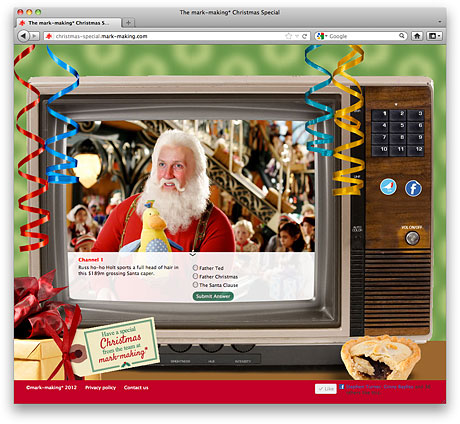 Screenshot of mark-making's Christmas Special website