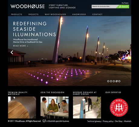 Screenshot of Woodhouse's new website