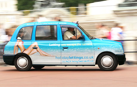 hl_outdoor Taxi with Holiday Lettings advertising